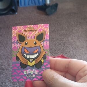 Pokemon Halloween Gengar Eevee Card - Pink and Orange